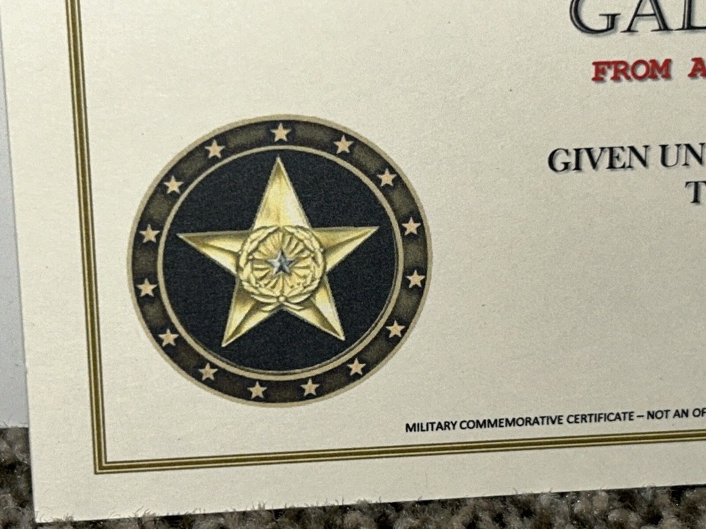 WW1 - SILVER CITATION COMMEMORATIVE CERTIFICATE ~ CUSTOM PRINTING T-1