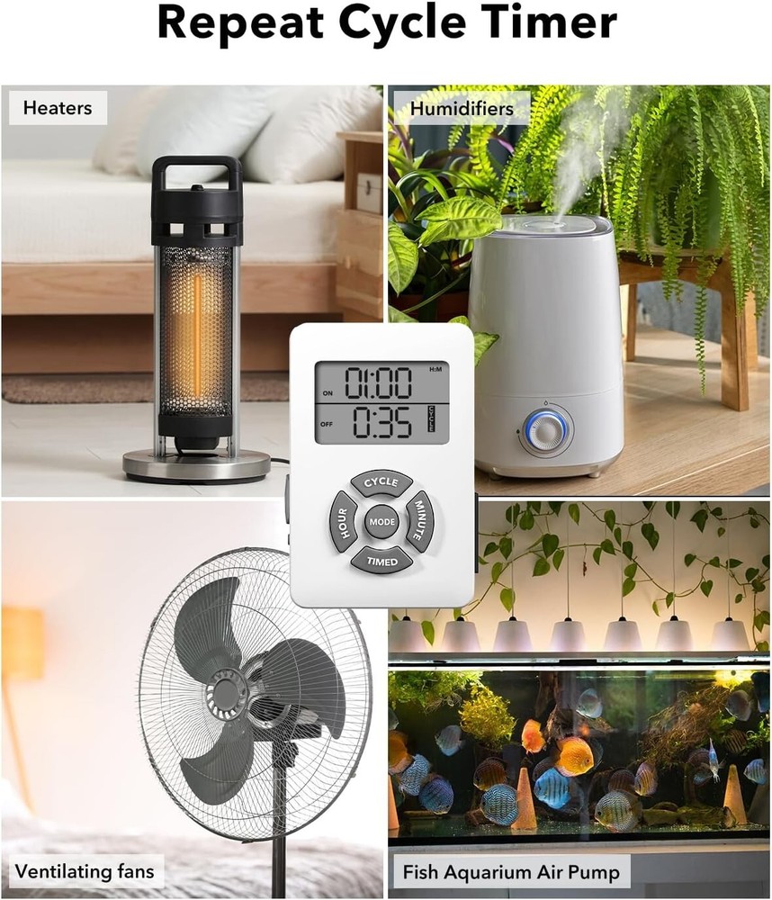 BN-LINK Digital Timer, Repeat Cycle Intermittent Timer Plug with Countdown Delay