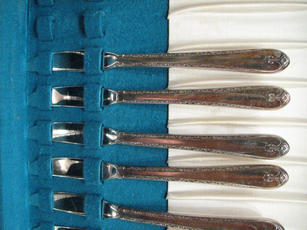 50 pc Set Wm Rogers Silver Plate Flatware Exquisite Pattern Silverplate w/Box C