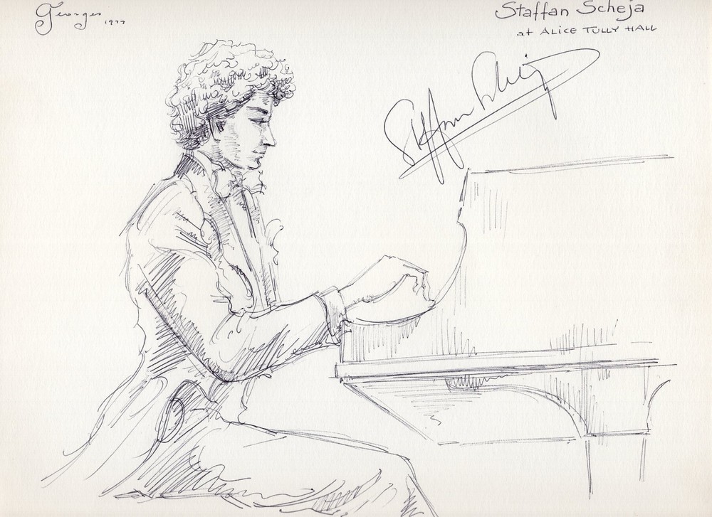STEFFAN SCHEJA at Alice Tully Hall Autograph Original Drawing Signed