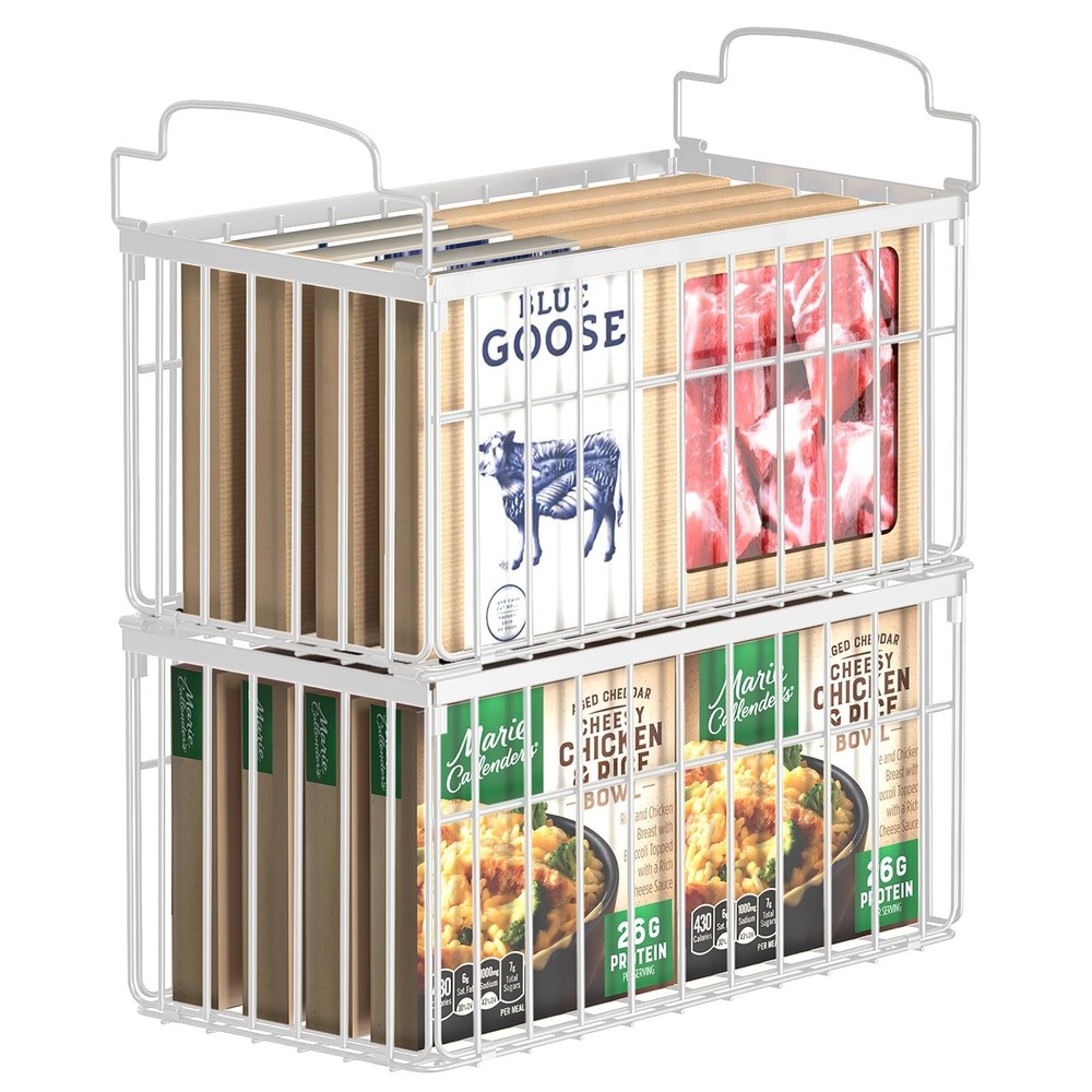 Freezer Organizer Bins, 2 Pack Stackable Deep Chest Freezer Organizer Bins, F...
