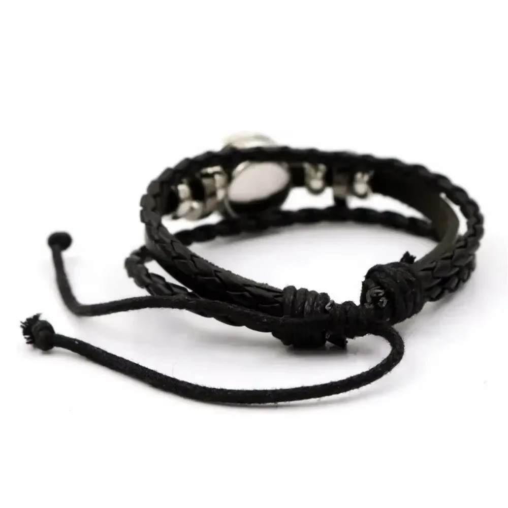 Mega Evolution Stone Snap Weave Leather Adjustable Bangle Charm Bracelet - NEW