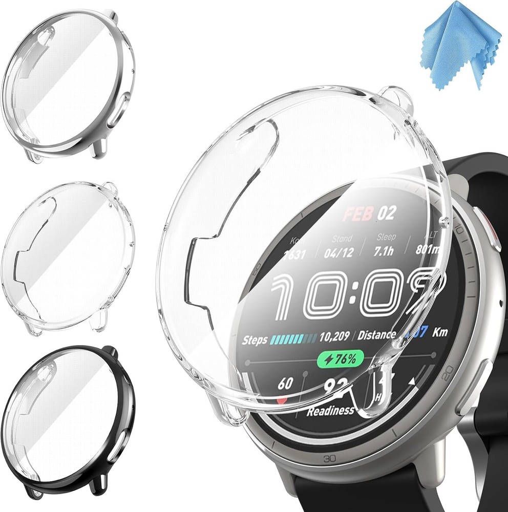 [3 Pack] Screen Protector Case for Amazfit Active 2 Soft TPU Plated Bumper Cover