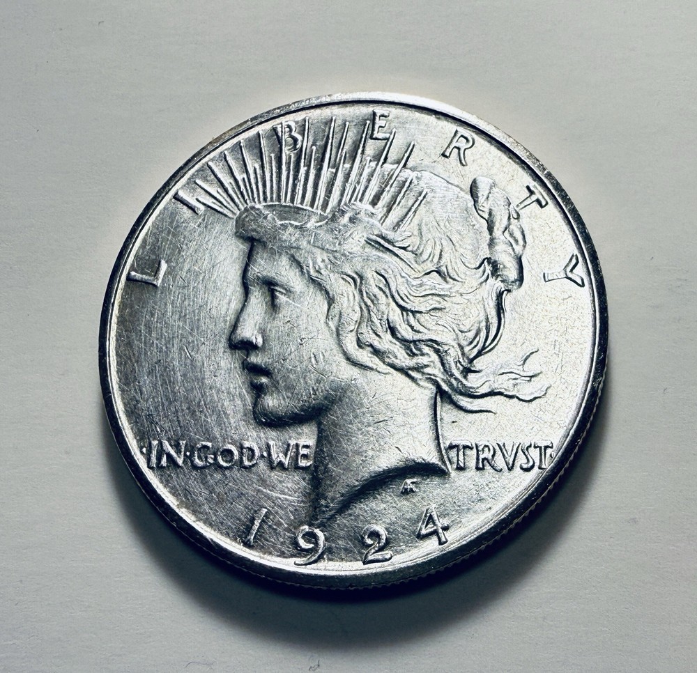 Nice Luster 1924 S PEACE DOLLAR UNC MS DETAILS (cleaned) NICE STRIKE