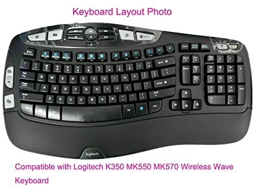 Dust-Proof Silicone Keyboard Protector Compatible for Logitech K350 MK550 Black
