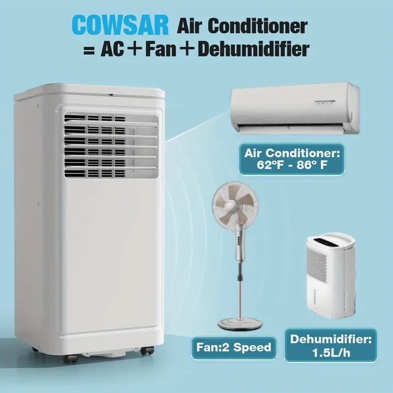 10000 BTU ASHRAE Air Conditioner, 3 modes, AC/Fan/Dehumidifier with Remote Contr