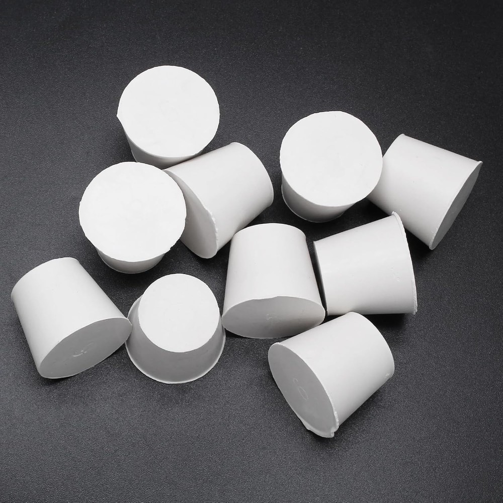Uenhoy 10 Pcs White Solid Rubber Stoppers 6# Tapered Lab 6#,