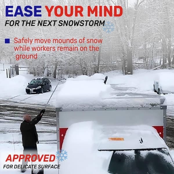 Oversized Foam Snow Rake with 3-Piece 12 Ft. Handle for Large Vehicles, RV, Work