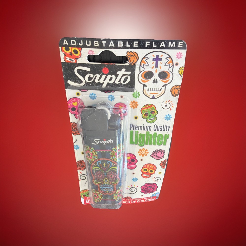 Scripto Premium Quality Lighter *Colorful Skull Design* (Adjustable Flame)