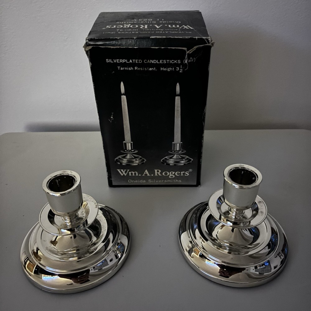 Vintage WM A. Rogers Silverplated Candlesticks