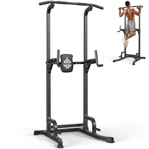 Power Tower Pull Up Bar Station, 450LBS Stable Pull Up Dip Station for Black