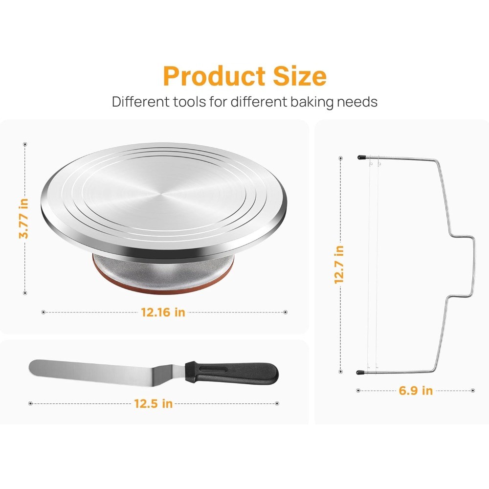 22PCS Cake Decorating Set with Aluminum Turntable, Tips and Tools