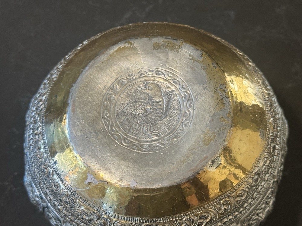 Masterwork Burmese Thabeik Bowl - Deep Repoussé - High-Def Embossed Figures