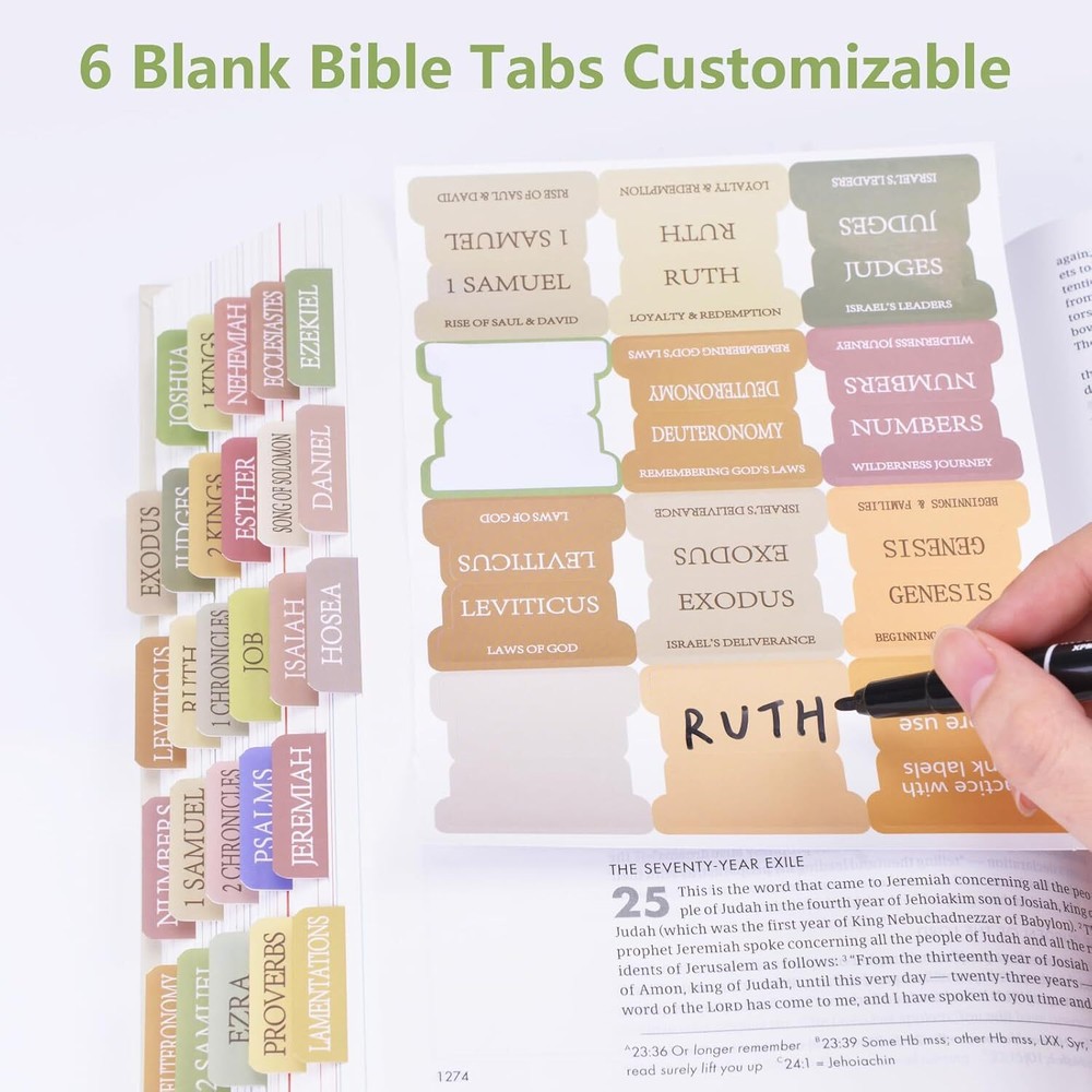 Laminated Bible Tabs for Study Bible New & Old Testament Tabs Bible Book Tabs