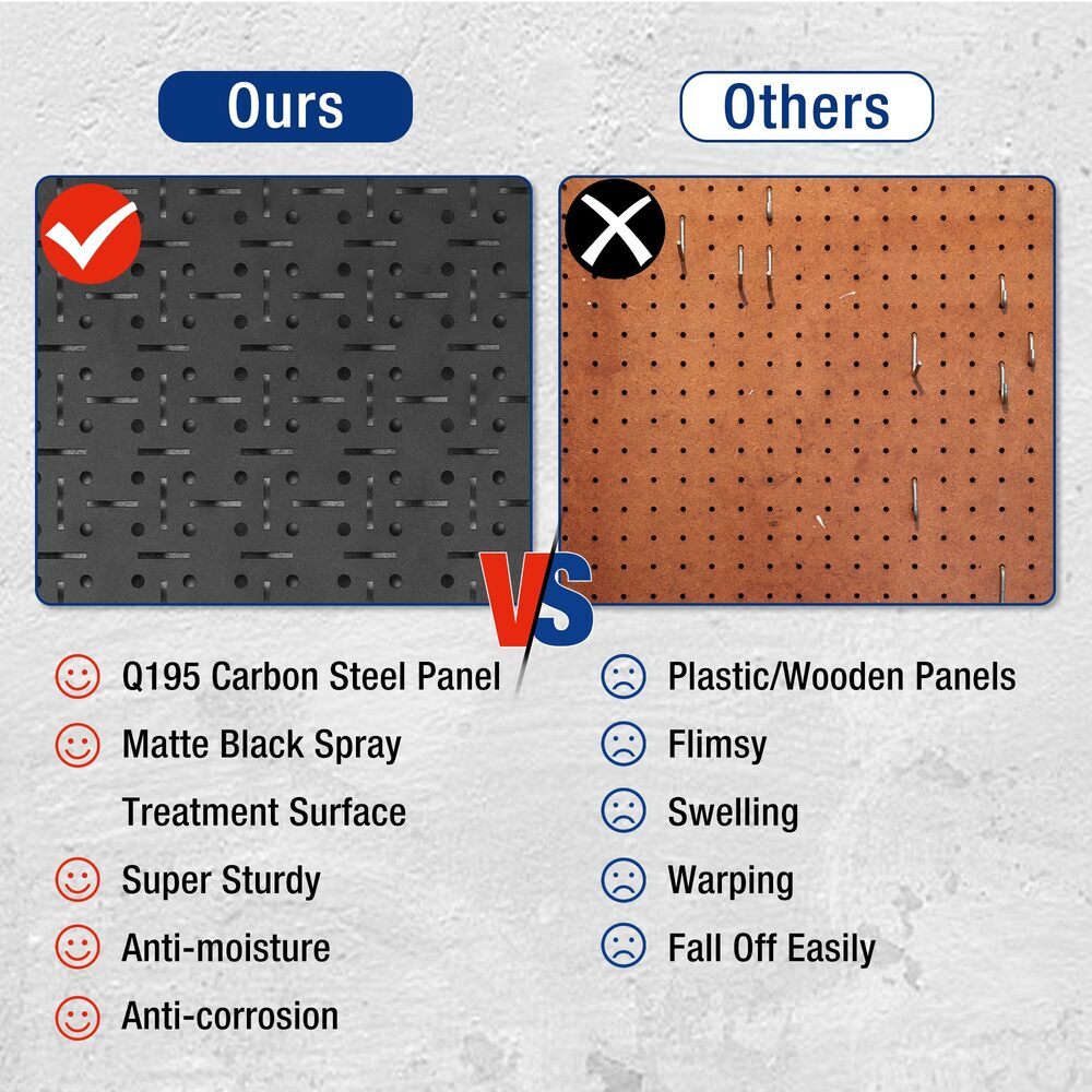 48"Adjustable Workbench Rubber Wood Top 2Pack 16"x32" Metal Pegboard