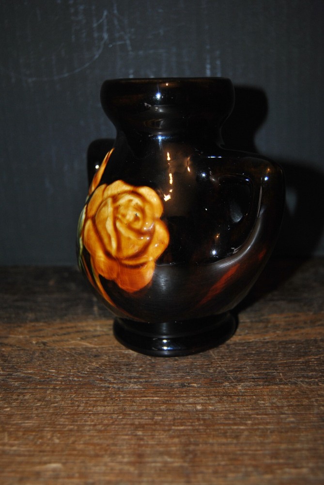 Mccoy Olympia Handled Vase With Roses