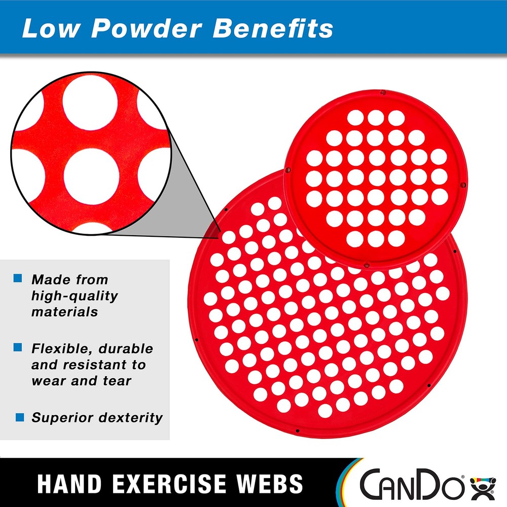 CanDo Hand Exercise Web 14 Inch Light Red Low Powder Hand Therapy Tool