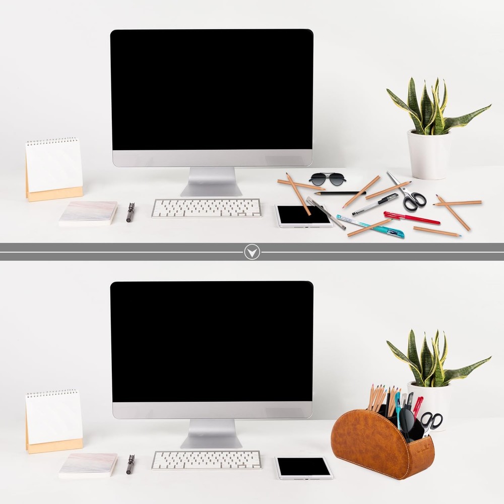 Remote Control Holders Organizer Box with 5 Compartment PU Leather Multi-func...