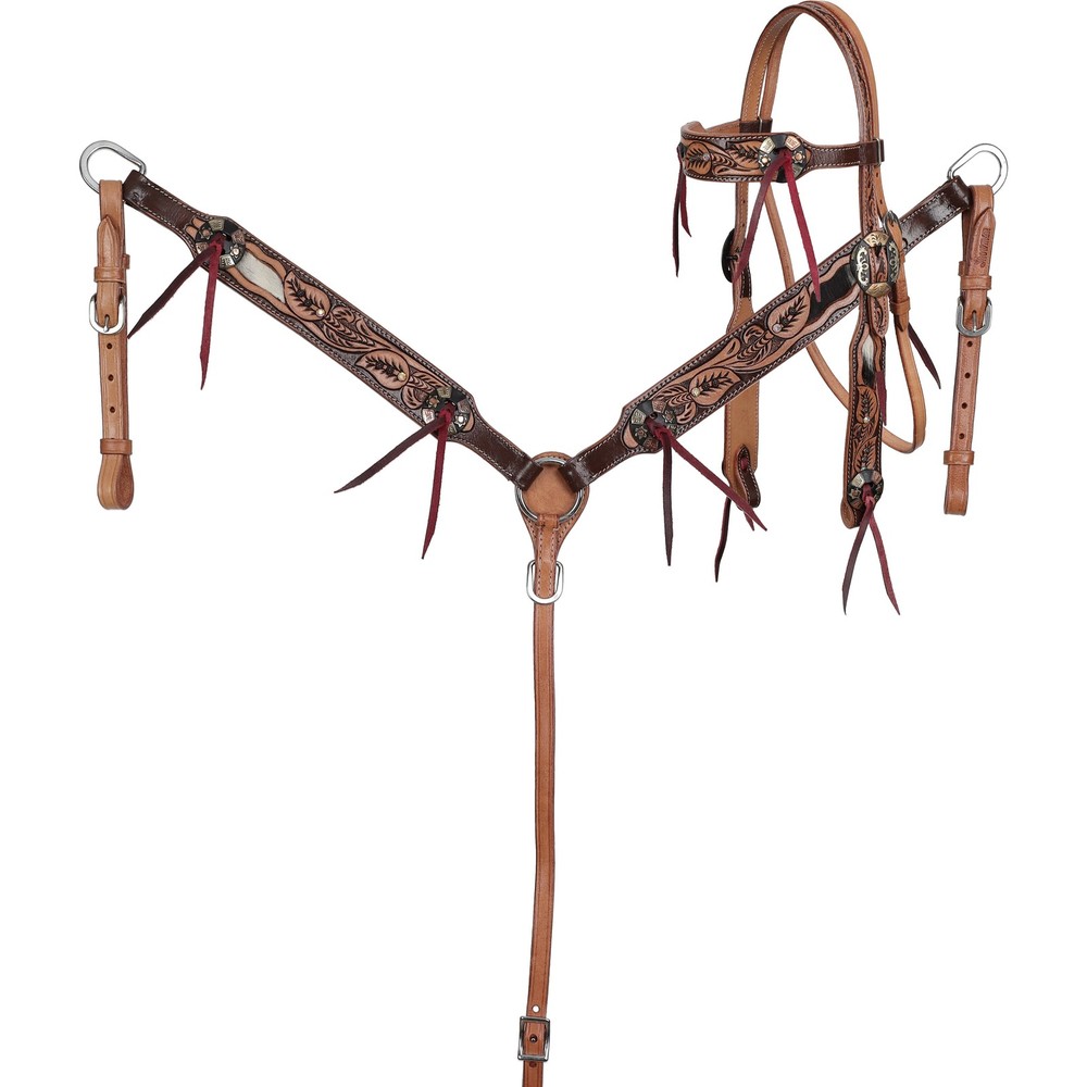 Showman Cowhide Canopy Browband Headstall & Breast Collar Set