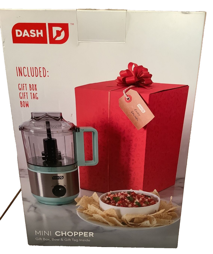DASH Bow & Go! Mini Chopper w/Gift Box, Bow & Gift Tag inside Box -New Open Box-