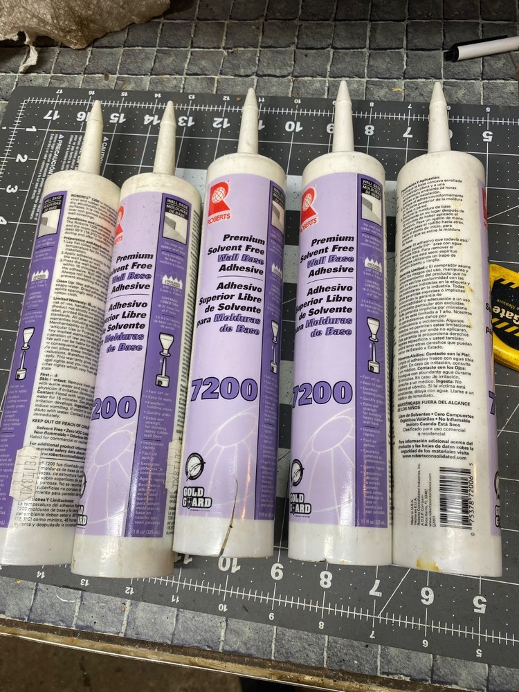 Five Tubes ROBERTS Wall Base Adhesive 11oz. each