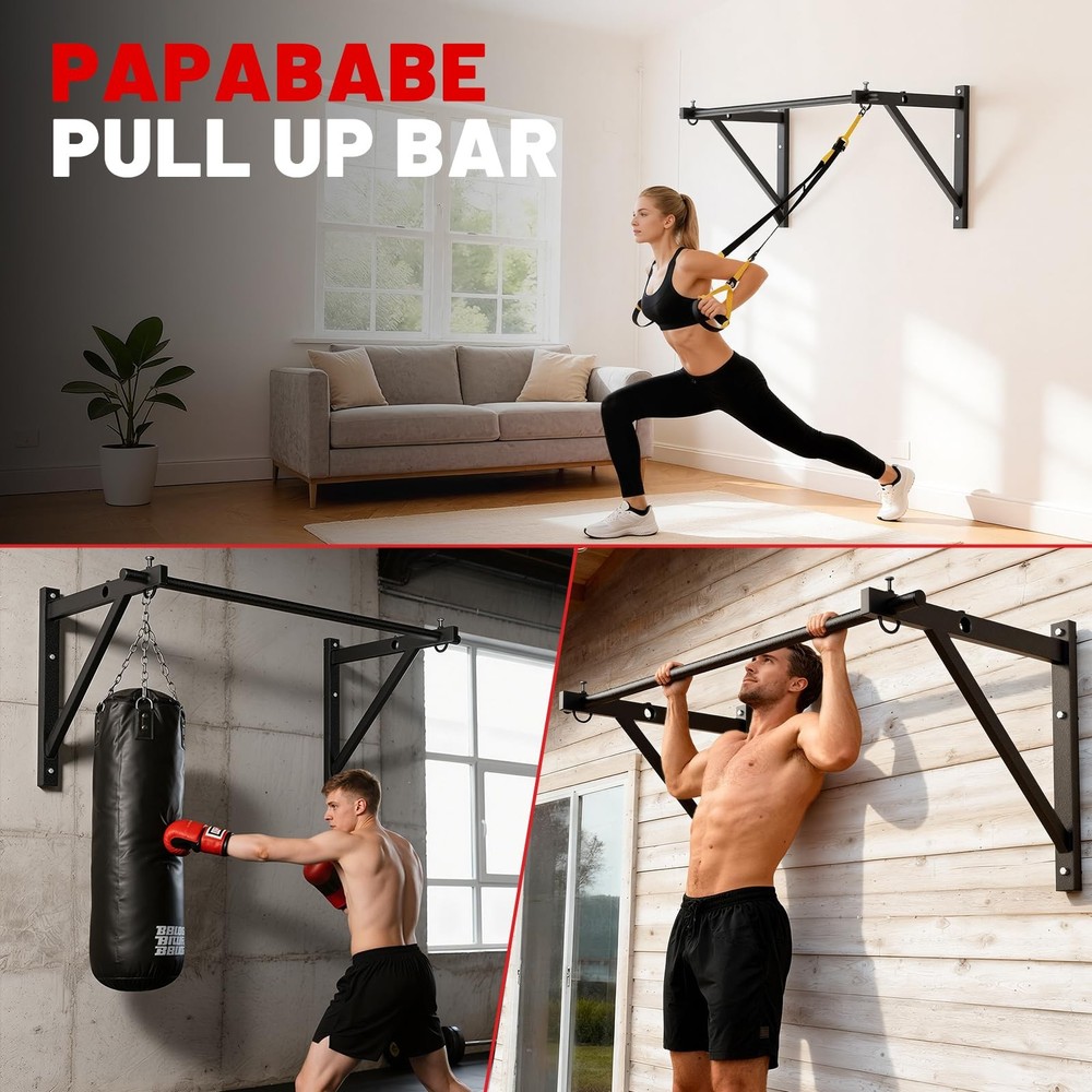 Wall Mounted Pull Up Bar, Chin Up Bar, Strength Training Pull-Up Bars Chin Up...