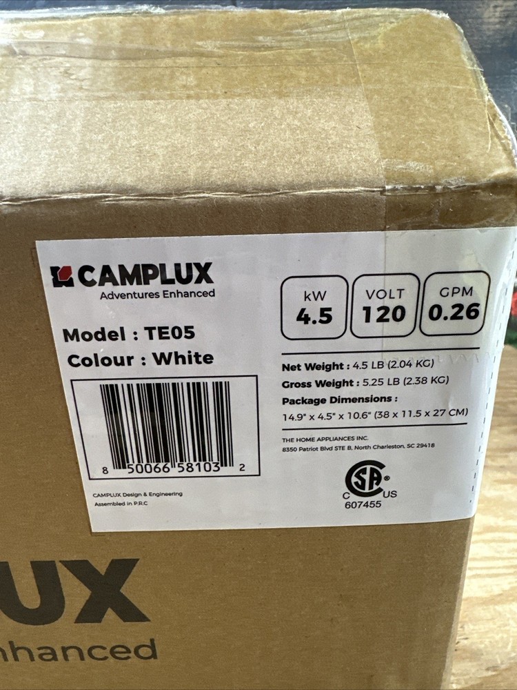 CAMPLUX Tankless Water Heater Electric 4.5kW 110~120V Small Instant Hot Water
