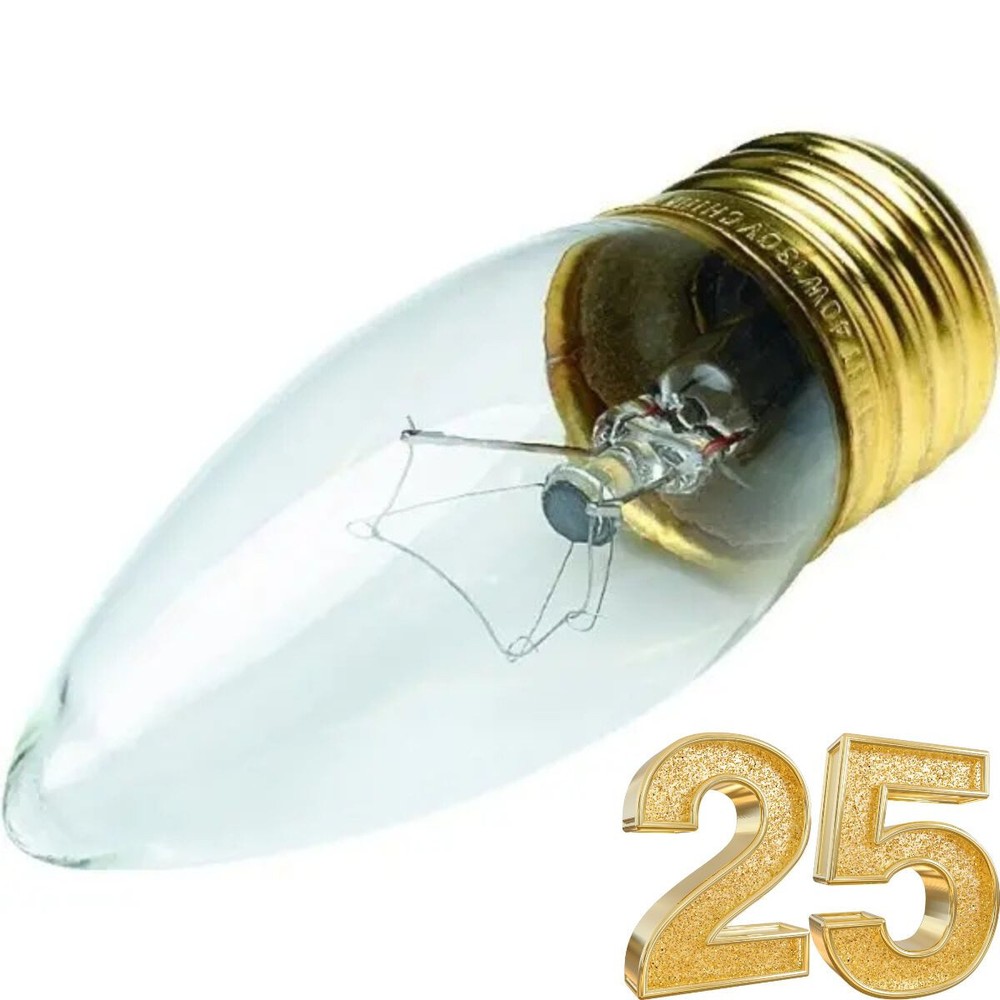 40w B10 Incand Decorative Torpedo Clear Bulb (2600k) (25-Pack) Medium Base