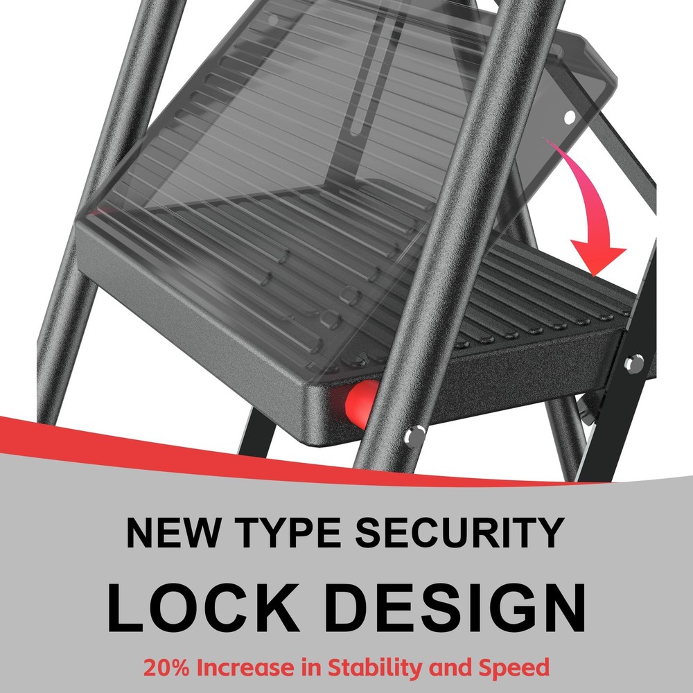 Step Ladder Foldable Folding Stool - for Home Adults Kitchen 4 Stepping Exten...