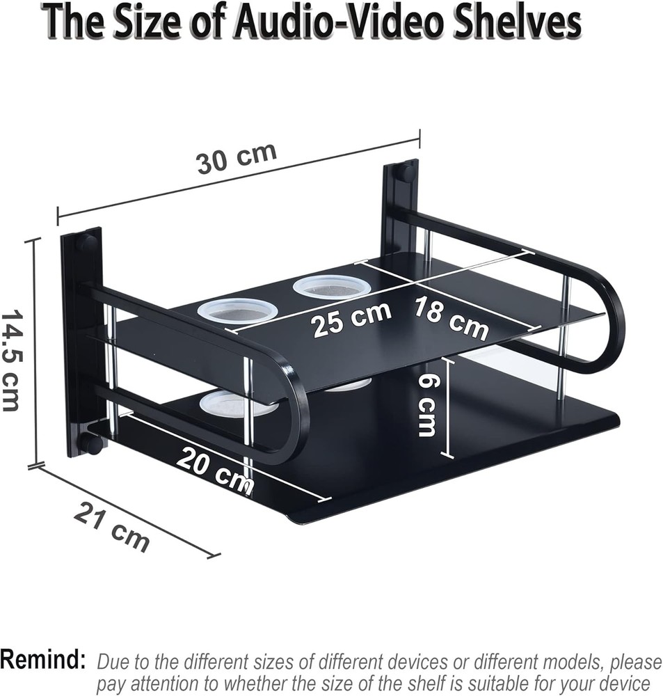 Floating Shelf for AV Devices Router Modem Media Box Wall Bracket 2 Tier