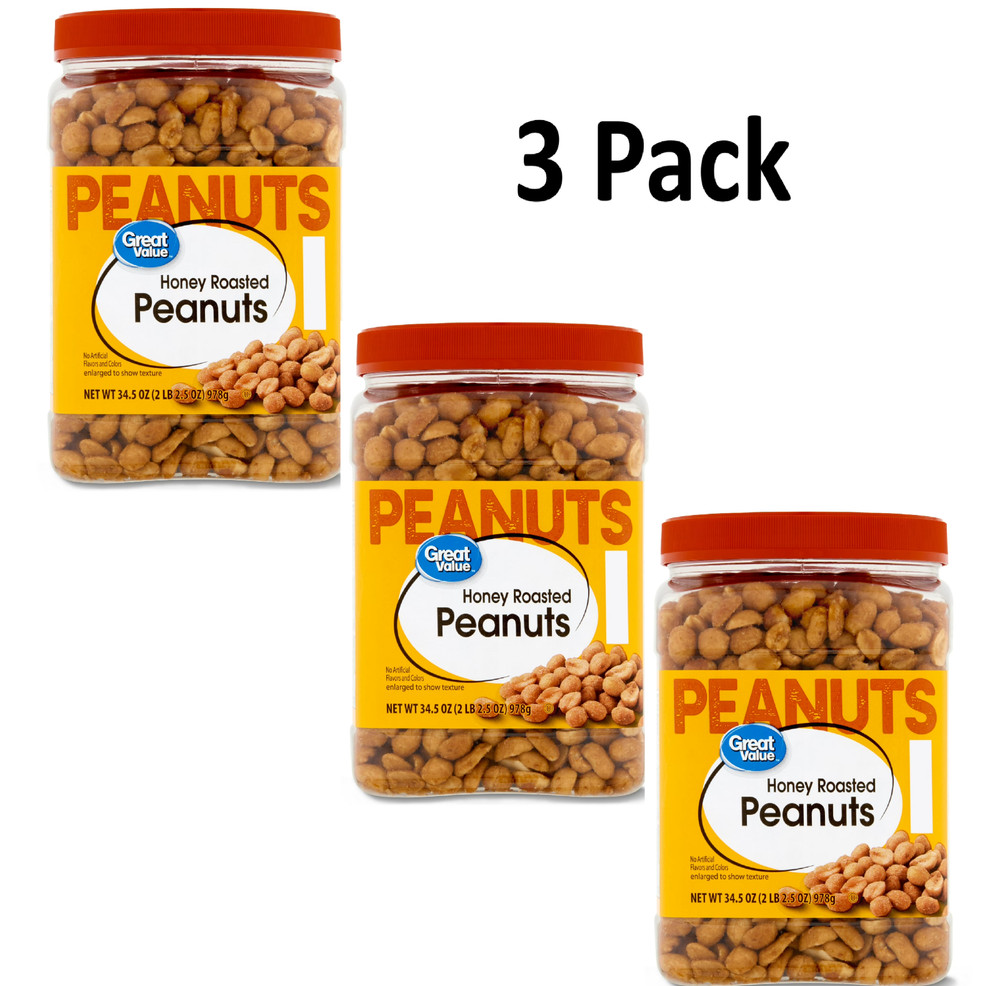 Great Value Honey Roasted Peanuts, 34.5 oz ( 3 Pack)