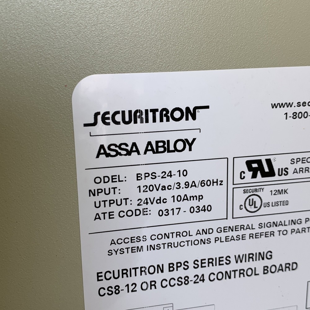 Securitron BPS-24-10 BPS Boxed Power Supply 24VDC 10A