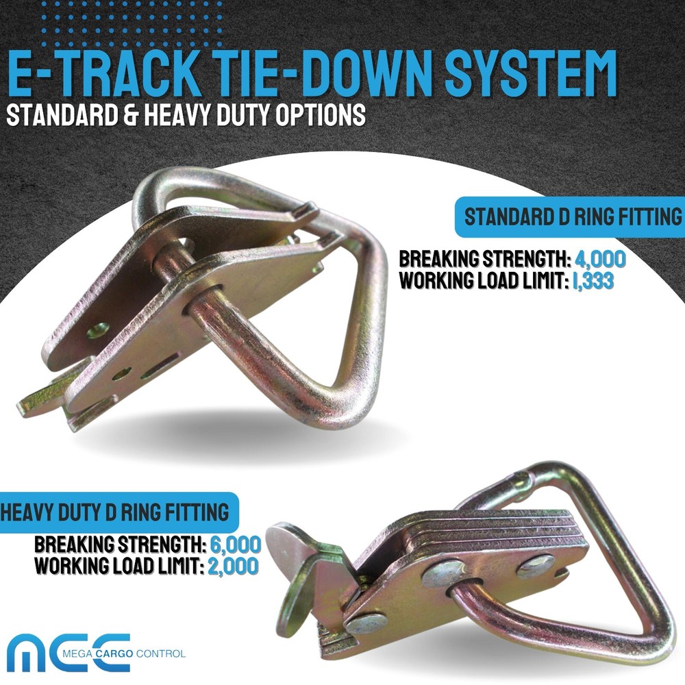 10 Pack E Track 2" D Ring Tie Down Fitting for Enclosed Trailer Tie Down Strap
