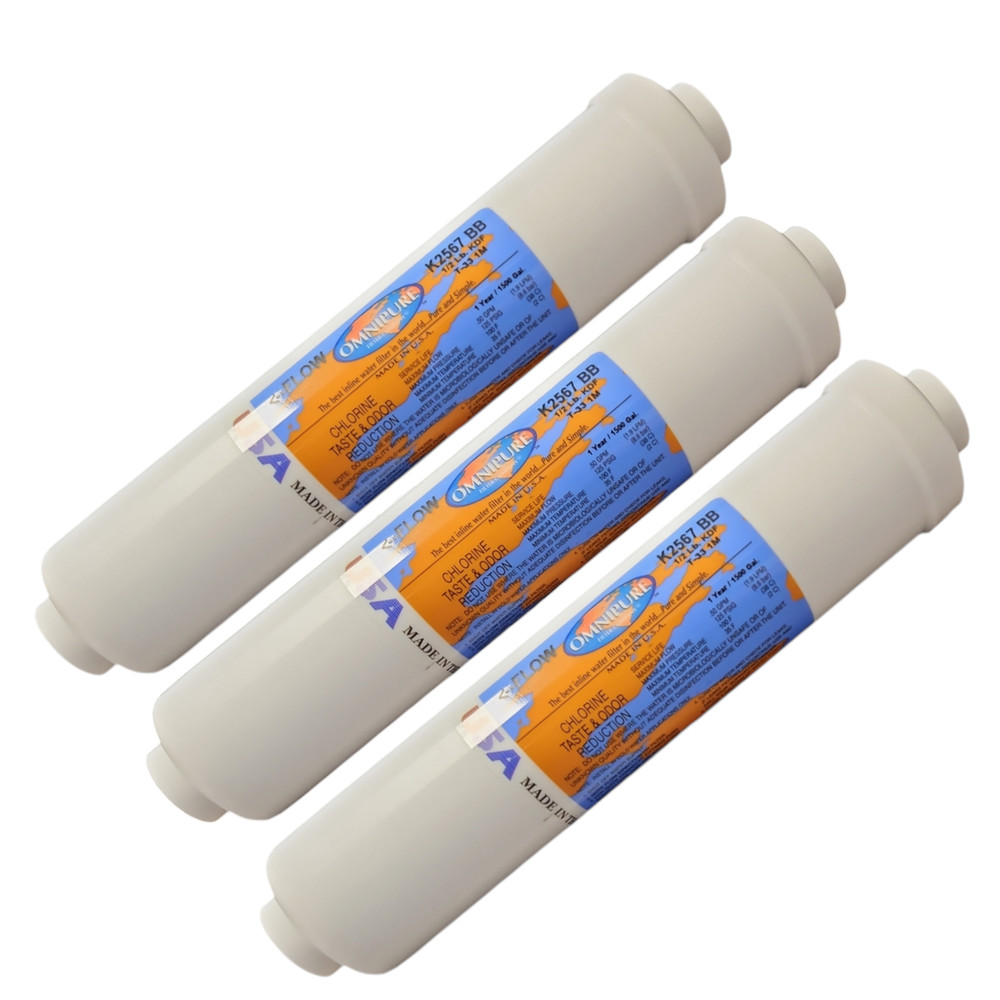 Omnipure K2567 BB  2" x 10" Carbon & KDF-55 Filter 1/4 FPT (3 pack)