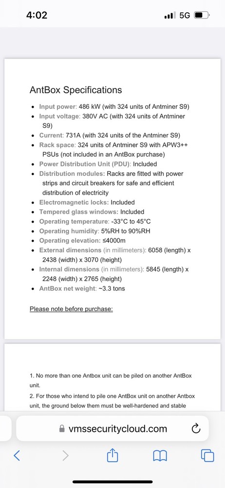 Bitmain Antbox Mobile Mining Container 324 Legacy Or 162 New Format Capacity