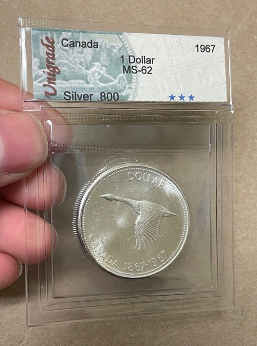 Canada - 1967 Silver Dollar in Unigrade Holder