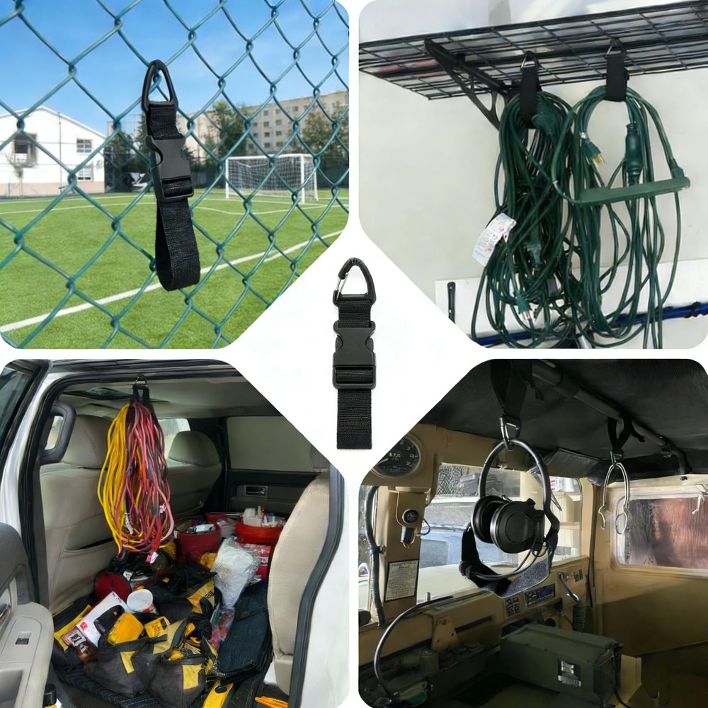 Heavy Duty Extension Cord Organizer 6 Pack Black 17" Adjustable Storage Strap...