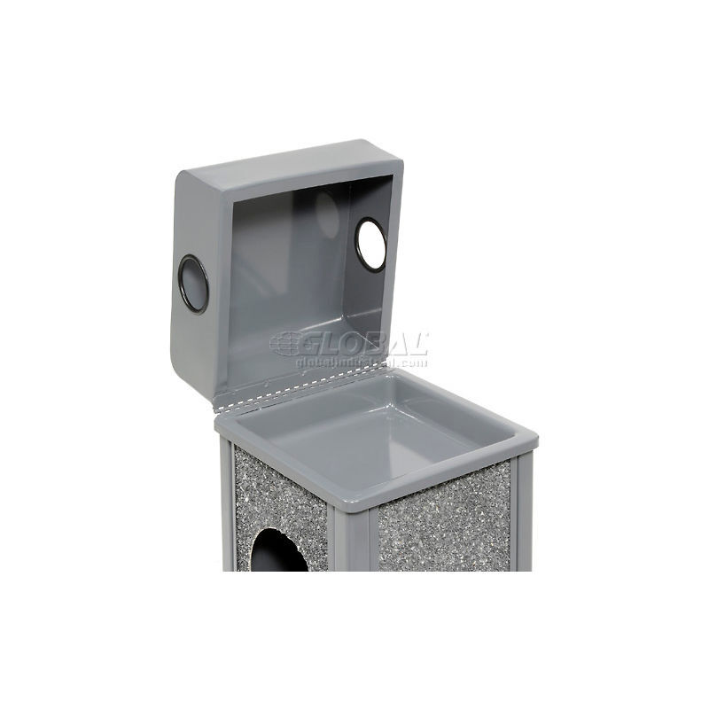 Stone Panel Trash Weather Urn 10-1/4" Square X 28"H Gray