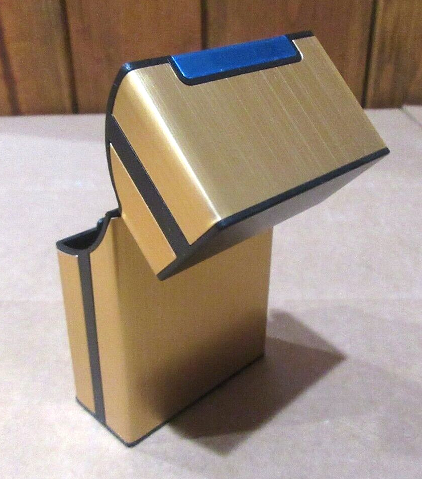 Cigarette Box, Gold Aluminum Plastic Acrylic , 20 Cigarette Size Case