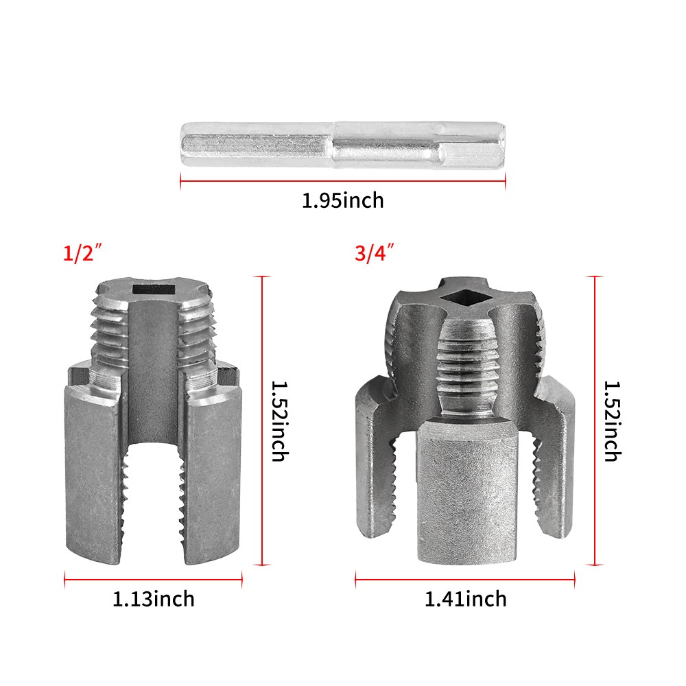 2Pcs 1/2'' 3/4'' Water Pipe Threading Tool Integrated Internal & External Pipe