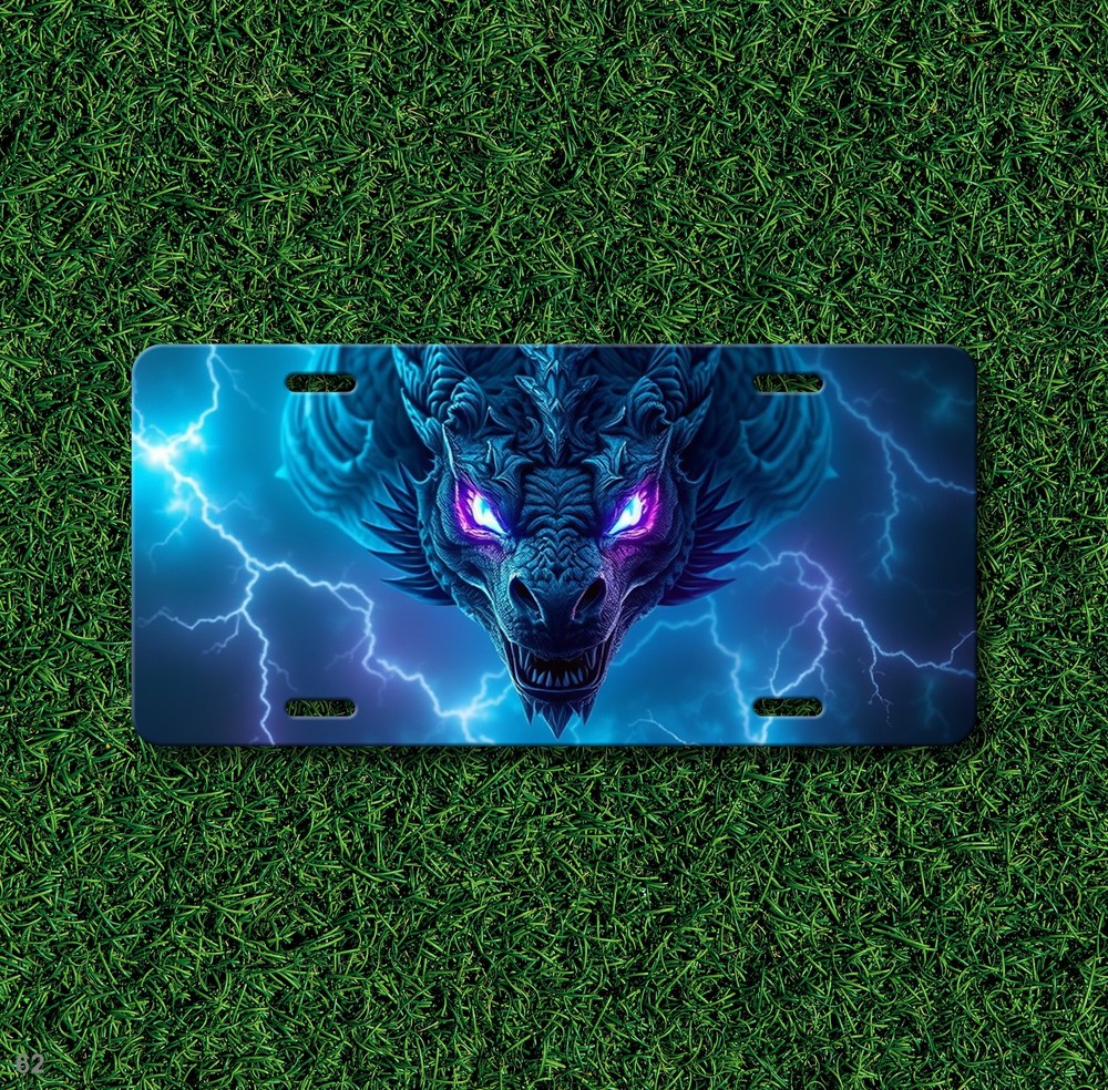 Dragon License Plate Elemental Dragon Visual Art Text Option Available Unique Gi