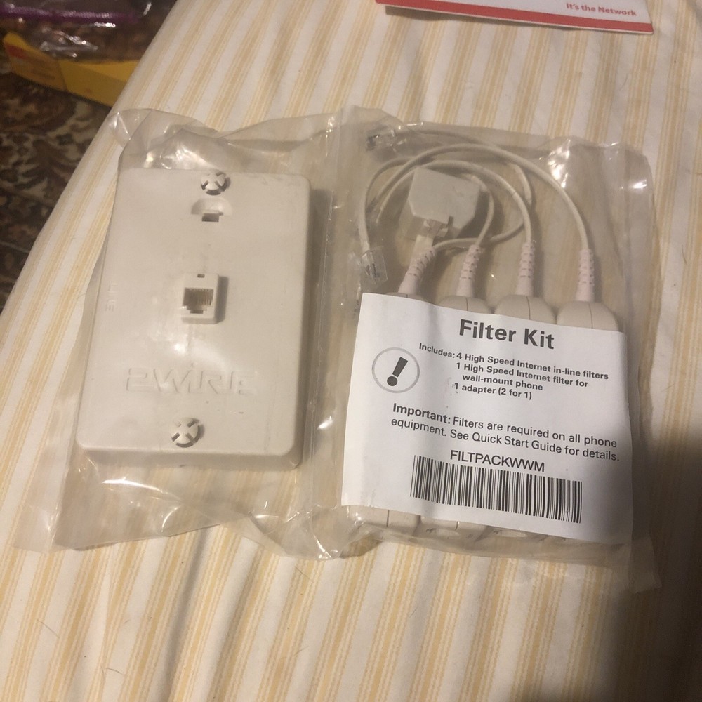 2 Wire Filter Kit 4 DSL Inline Filters, 1 DSL Wall Mount Filter & 1 Adapter