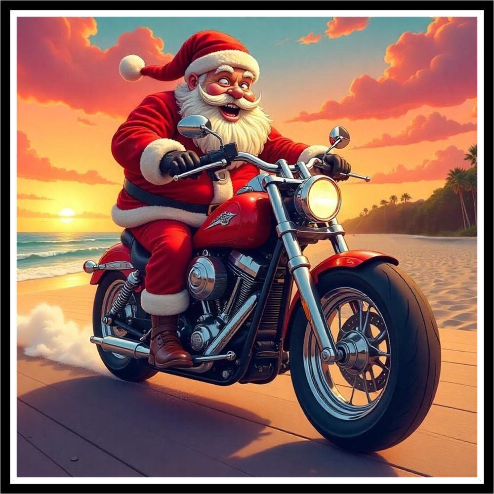 30 Custom Beach Motorcycle Santa Personalized Address Labels