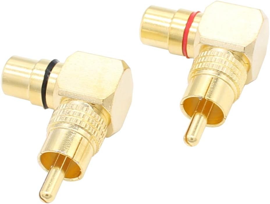 RCA Right Angle Adapter Gold-Plated 2-Pack 90 Degree Plug