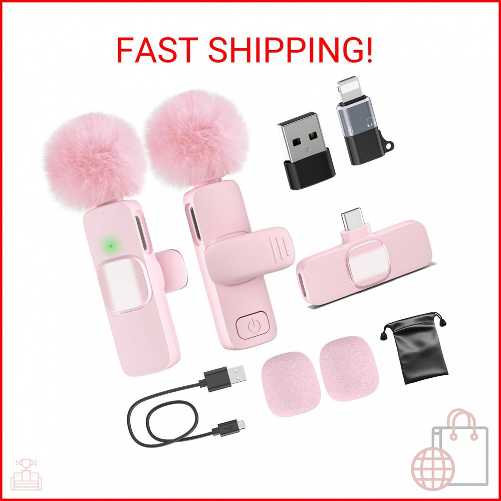 PoP voice USB C Pink Mini Microphone for iPhone 16/15/14/Android, Wireless Laval