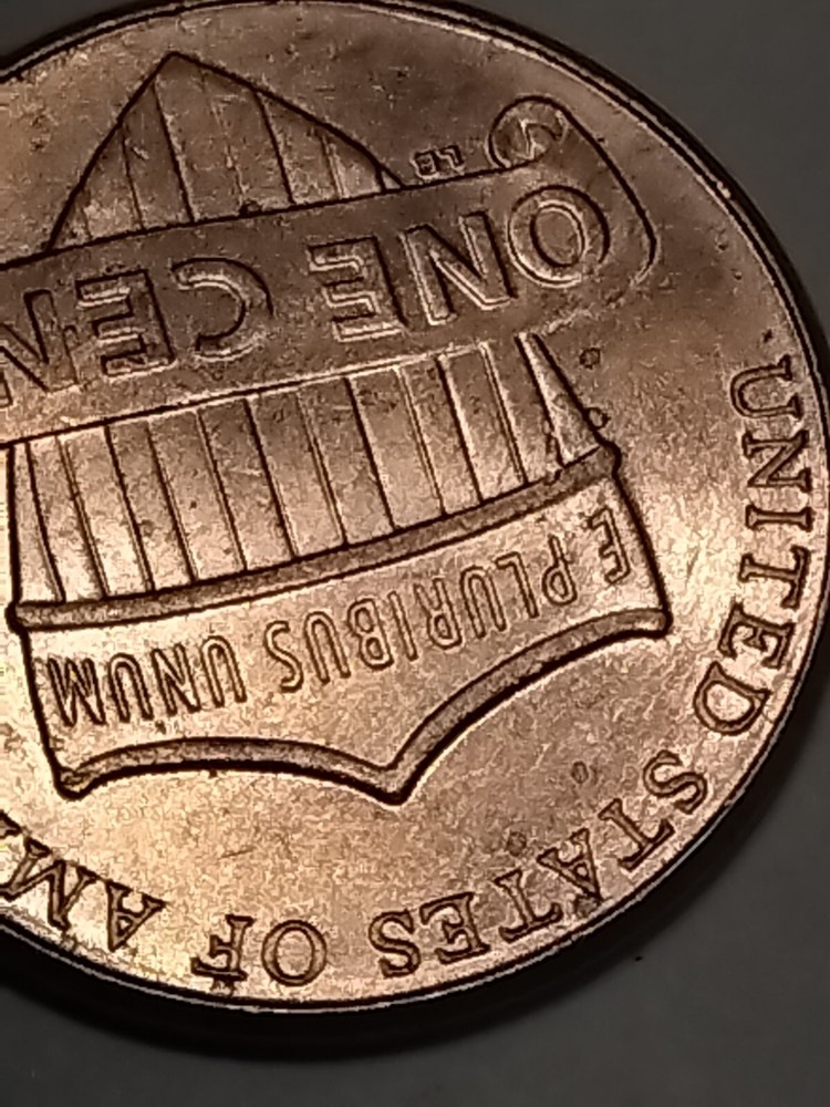 2012 P Lincoln Shield Cent Die Chip Reverse Error Upper left area of shield