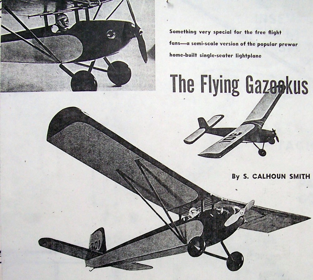 FLYING GAZOOKUS PLAN + CONSTRUCTION ARTICLE for 1/2-A FF / RC Model Airplane