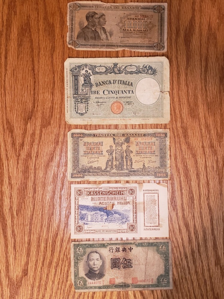5 misc paper notes (damaged lot)