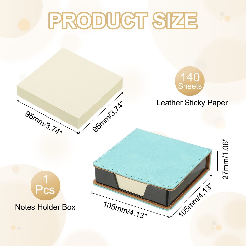 140 Sheets Leather Sticky Notes Holder, 10in Post Notes Holder Box, Green