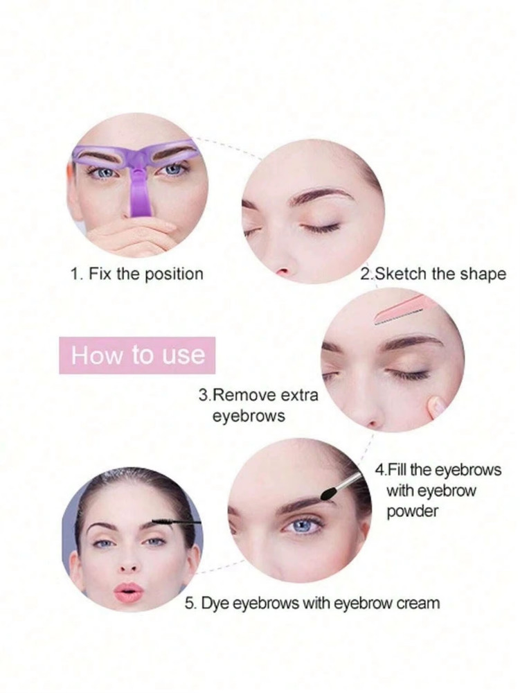 8-in-1 Eyebrow Stencil Brow Stamp Template Reusable Makeup Tools Set